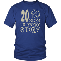 20 Sides To Every Story T-Shirt - Funny Twenty Sided Dice D20 D1 Critical Hit DND RPG Tee Shirt - Luxurious Inspirations