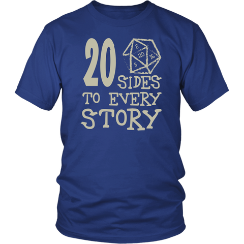 20 Sides To Every Story T-Shirt - Funny Twenty Sided Dice D20 D1 Critical Hit DND RPG Tee Shirt - Luxurious Inspirations