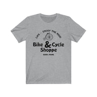 Enjoy The Ride Bike & Cycle Shoppe High Quality T-Shirt - Luxurious Inspirations