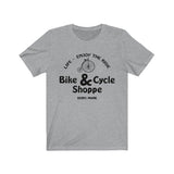 Enjoy The Ride Bike & Cycle Shoppe High Quality T-Shirt - Luxurious Inspirations