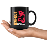 BIGFOOT rated E for everyone North American folklore Sasquatch  hairy upright-walking ape-like creatures  wilderness footprints  ancestors apes video games coffee cup mug - Luxurious Inspirations