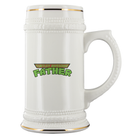 Turtley Awesome Father TMNT Father's Day Dad Papa White 22oz Beer Stein - Luxurious Inspirations