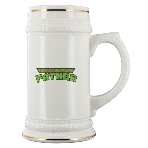 Turtley Awesome Father TMNT Father's Day Dad Papa White 22oz Beer Stein - Luxurious Inspirations