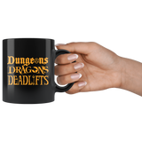 DND dungeons and deadlifts rpg d20 d2 critical hit miss dice coffee cup mug - Luxurious Inspirations