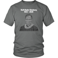RBG Ruth Bader Ginsburg Rest In Peace RIP 1933- 2020 T-Shirt - Binge Prints
