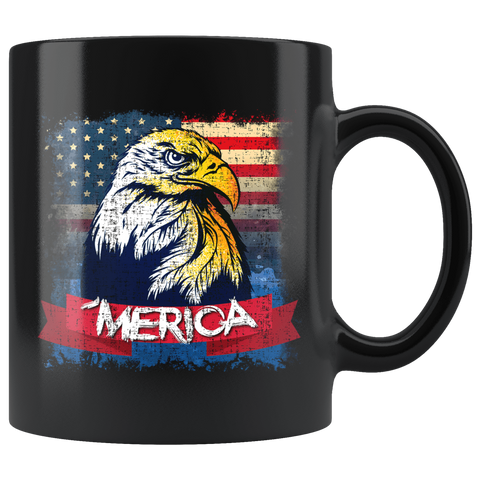 American Eagle Patriotic America 4th of July Proud USA Mug - Bad Ass 'Merica Flag Coffee Cup - Luxurious Inspirations