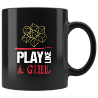 Play like a girl rpg DND d20 d2 critical hit miss dice coffee cup mug - Luxurious Inspirations