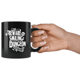 Beware The Smiling Dungeon Master Mug - Funny DND D&D DM Dice D20 Coffee Cup - Luxurious Inspirations