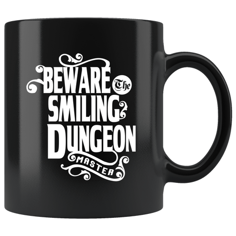 Beware The Smiling Dungeon Master Mug - Funny DND D&D DM Dice D20 Coffee Cup - Luxurious Inspirations