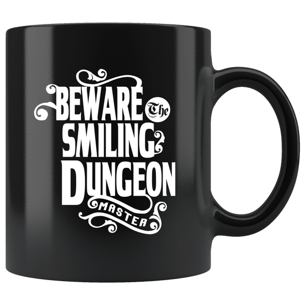 Beware The Smiling Dungeon Master Mug - Funny DND D&D DM Dice D20 Coffee Cup - Luxurious Inspirations