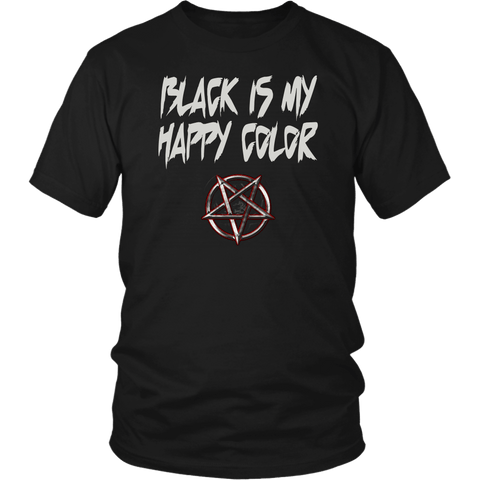 Black Is My Happy Color Goth Tee Shirt - Pentagram Undead Gothic T-Shirt - Luxurious Inspirations