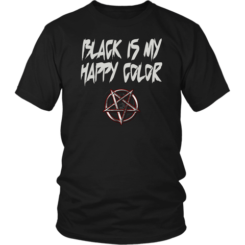Black Is My Happy Color Goth Tee Shirt - Pentagram Undead Gothic T-Shirt - Luxurious Inspirations