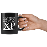 What doesn't kill you gives you XP rpg DND d20 d2 critical hit miss dice coffee cup mug - Luxurious Inspirations