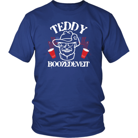 Teddy Boozedevelt Theodore Roosevelt Drinking T-Shirt - Funny July 4th Independence Day Pride Tee Shirt - Luxurious Inspirations