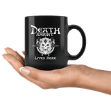 Death Knight Lives Here Dark Humor Gaming Undead Risen MMORPG Mug - Black 11 Ounce Coffee Cup - Luxurious Inspirations