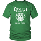 Death Knight Lives Here Dark Humor Gaming Undead Risen MMORPG T-Shirt - Luxurious Inspirations