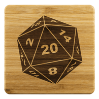 DND D20 Dice BAMBOO Wood Coaster Set of 4 - Critical Hit DM RPG Mug Cup Coasters - Luxurious Inspirations