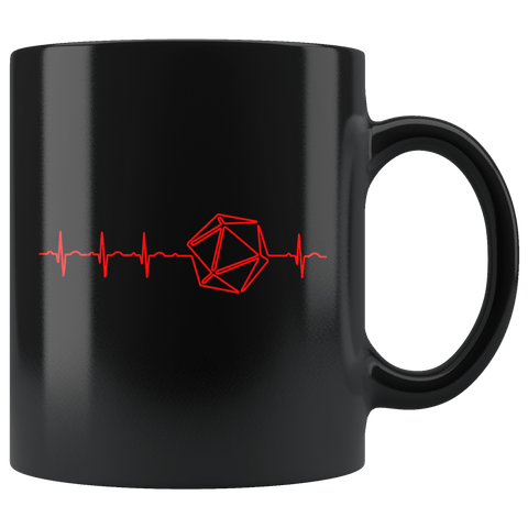 DND Dice Heartbeat Mug - Funny D&D D20 DM RPG Coffee Cup - Luxurious Inspirations