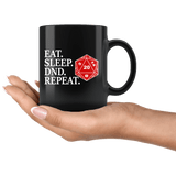 Eat Sleep DND Repeat Dice Mug - Funny D&D RPG D20 DM Coffee Cup - Luxurious Inspirations