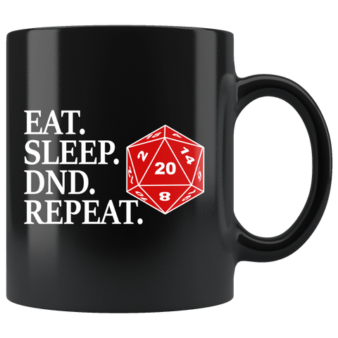 Eat Sleep DND Repeat Dice Mug - Funny D&D RPG D20 DM Coffee Cup - Luxurious Inspirations