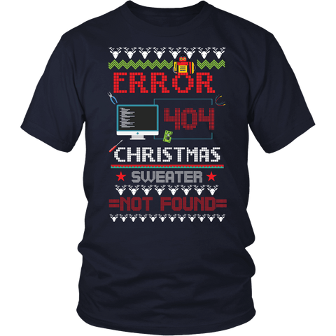 Error 404 Sweater Not Found Shirt - Funny Computer Ugly Christmas Sweater Geek Nerd IT Tee - Luxurious Inspirations