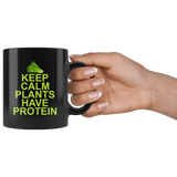 Keep Calm Plants Have Protein Mug - Funny Vegetarian Veggie Vegetable Coffee Cup - Luxurious Inspirations