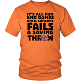 Fail Saving Throw DND T-Shirt - Luxurious Inspirations