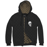 Custom Personalized Gothic Skull Pentagram Zipped Black Hoodie - Binge Prints