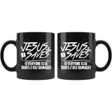 Jesus Saves everyone else takes 2 D12 damage rpg DND d20 d2 critical hit miss dice coffee cup mug - Luxurious Inspirations