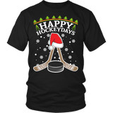 Happy Hockeydays Shirt - Funny Christmas Ugly Sweater Holidays Hockey Tee - Luxurious Inspirations