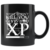 What doesn't kill you gives you XP rpg DND d20 d2 critical hit miss dice coffee cup mug - Luxurious Inspirations