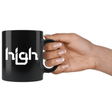 High Pot Weed 420 Drugs Fun Art Mug - Black 11 Ounce Coffee Cup - Luxurious Inspirations