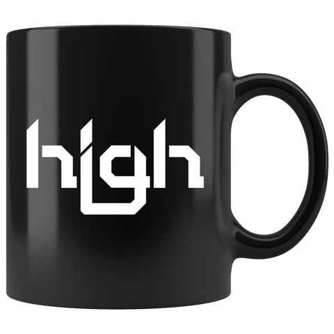 High Pot Weed 420 Drugs Fun Art Mug - Black 11 Ounce Coffee Cup - Luxurious Inspirations
