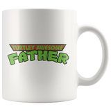 Turtley Awesome Father TMNT Father's Day Dad Papa White 11 oz Mug - Luxurious Inspirations