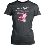 Just a Girl Who Loves Wolves Shirt - High Quality Cute Fitted Women Tee - Luxurious Inspirations