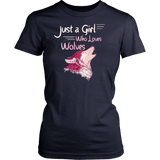 Just a Girl Who Loves Wolves Shirt - High Quality Cute Fitted Women Tee - Luxurious Inspirations