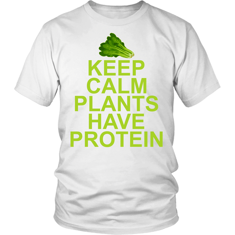 Keep Calm Plants Have Protein Shirt - Funny Vegetarian Veggie Vegetable Tee - Luxurious Inspirations
