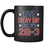 Live Everyday Like It's 28-3 Mug - Funny New England Patriots Tom Brady GOAT Coffee Cup - Luxurious Inspirations