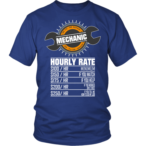 Mechanic Hourly Rate Shirt - Funny Auto Diesel Garage Work Tee - Luxurious Inspirations