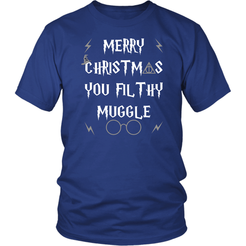 Merry Christmas You Filthy Muggle Shirt - Funny Xmas Adult Humor Offensive Crude Grey T-Shirt - Luxurious Inspirations