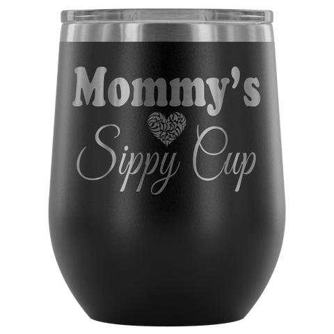 Mommy's Sippy Cup 12 oz White Stainless Steel Stemless Wine Tumbler - Funny Mother Mama Mom Christmas Birthday New Joke Lid Mug - Luxurious Inspirations