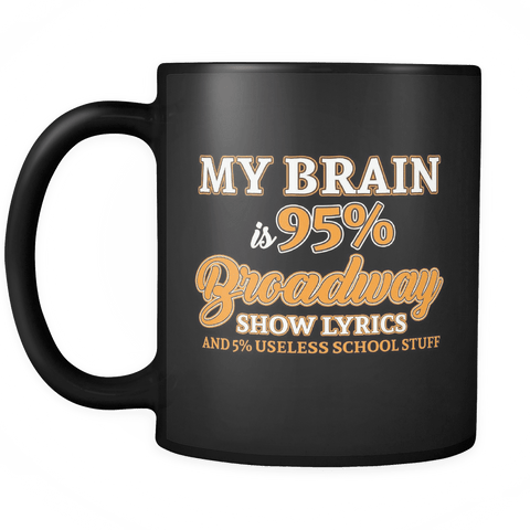 My Brain Is 95% Broadway Lyrics Mug- Funny Theatre Musical Fan Merchandise Coffee Cup - Luxurious Inspirations