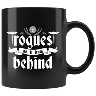 rogues do it from behind rpg DND d20 d2 critical hit miss dice coffee cup mug - Luxurious Inspirations