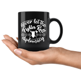 Never let the fighter roll diplomacy rpg DND d20 d2 critical hit miss dice coffee cup mug - Luxurious Inspirations