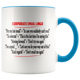 Corporate Email Lingo Funny Work E-Mail Clean Offensive Coffee Cup Color Accent Mug - Luxurious Inspirations