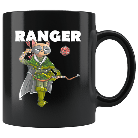 Ranger Archer Cat Black Mug - Funny Class DND D&D Dungeons And Dragons Coffee Cup - Luxurious Inspirations