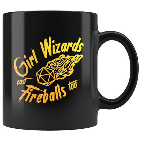 Girl wizards cast fireballs too DND  d20 d2 critical hit miss dice coffee cup mug - Luxurious Inspirations
