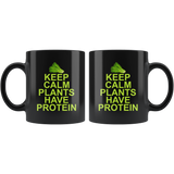 Keep Calm Plants Have Protein Mug - Funny Vegetarian Veggie Vegetable Coffee Cup - Luxurious Inspirations