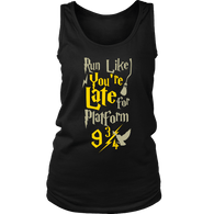 Run Like You're Late For Platform 9 3/4 Harry Wizard Funny Workout RGB Women's Gym Tank top Tanktop - Luxurious Inspirations