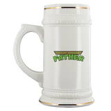 Turtley Awesome Father TMNT Father's Day Dad Papa White 22oz Beer Stein - Luxurious Inspirations